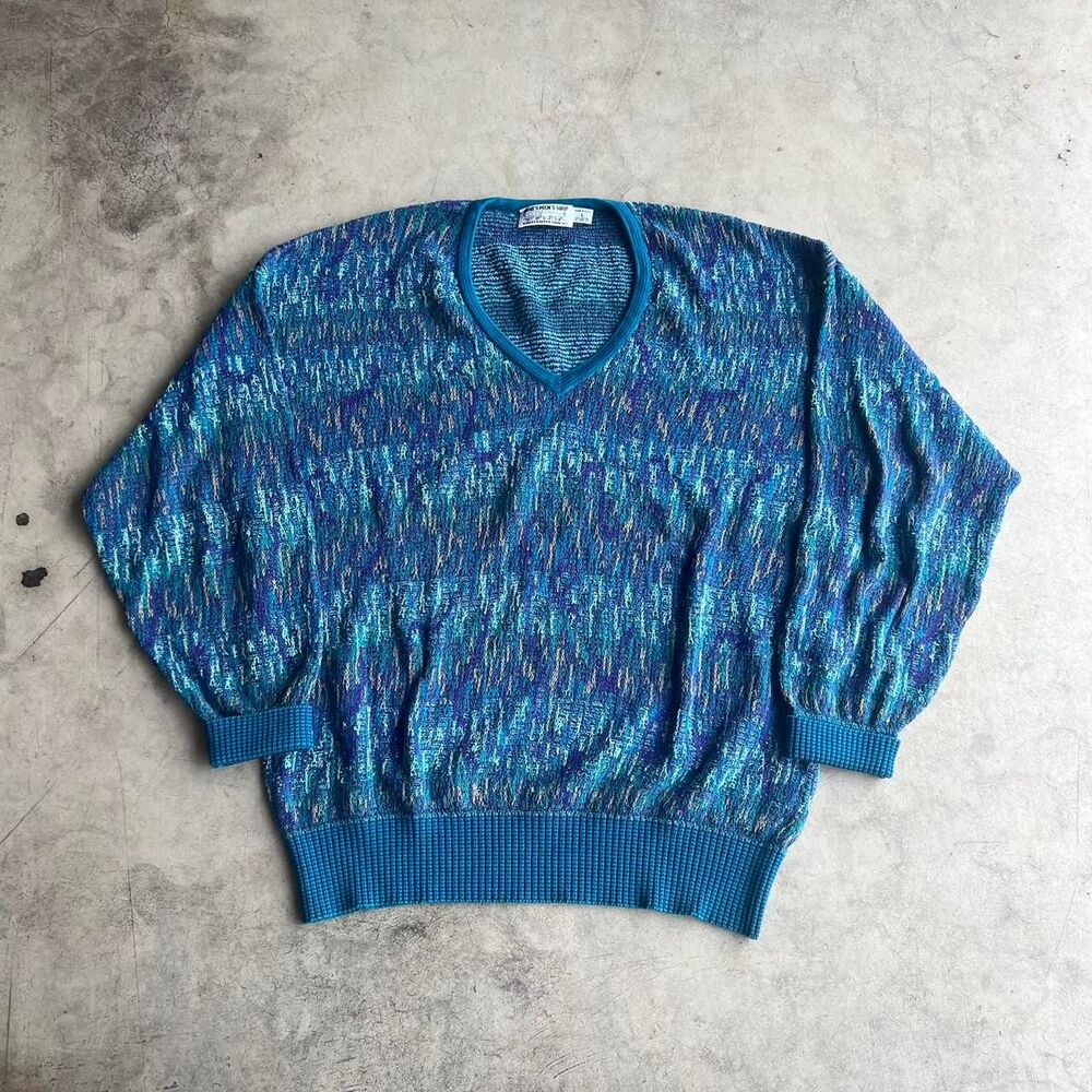Knott’s Berry Farm Vtg 80s v neck sweater Mens size L Large y2k